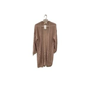 🆕 H&M Long Tan Crocheted Open Front Cardigan Sweater - Women’s Size Small